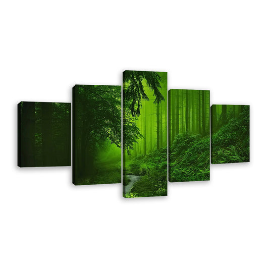 Beautiful Forest with a Stream Canvas Wall Art