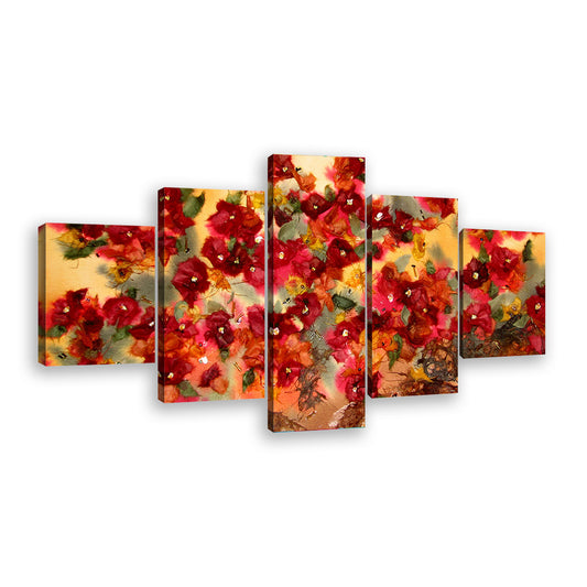 Watercolor Red and Orange Flowers Canvas Wall Art