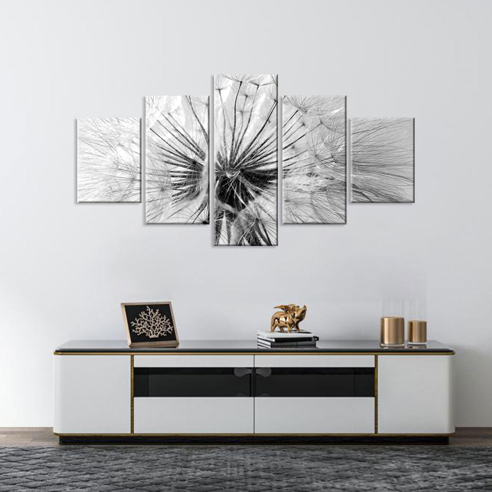  Black and White Dandelion Flower canvas wall art