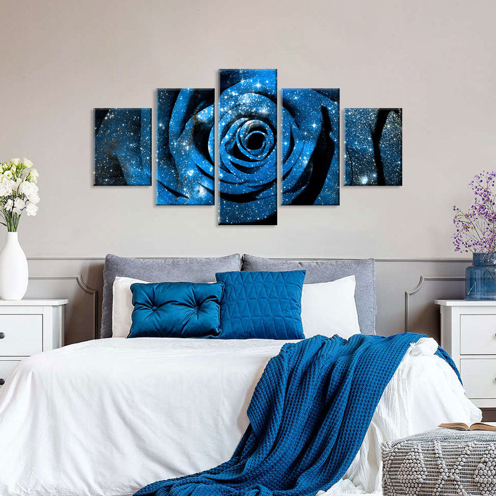 Cosmic Blue Rose Canvas Wall Art
