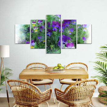 Watercolor Violet Flowers Canvas Wall Art
