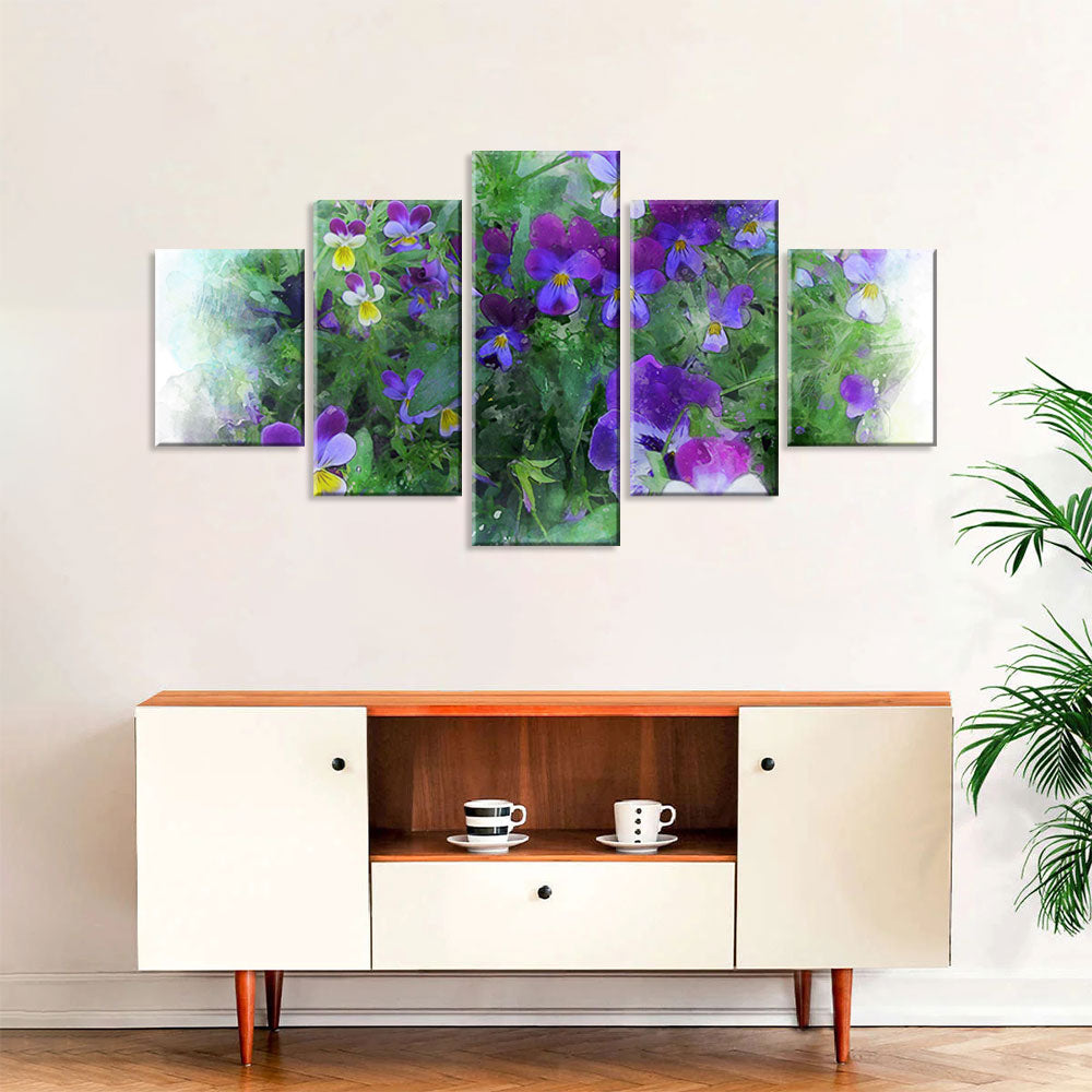 Watercolor Violet Flowers Canvas Wall Art