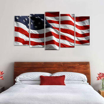 5 Piece Flying American Flag Canvas Wall Art