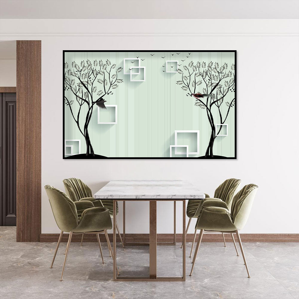 Modern Trees and Birds Canvas Wall Art