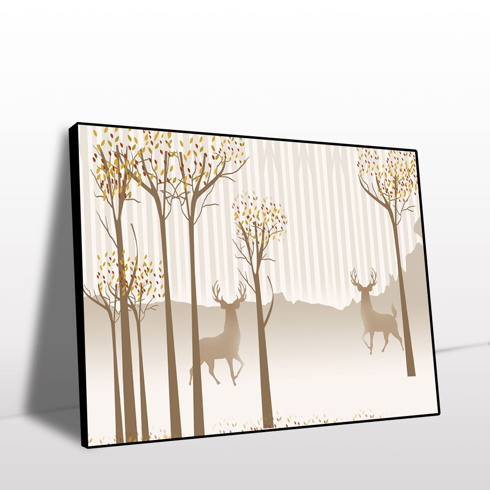 Golden Autumn Stags Canvas Wall Art