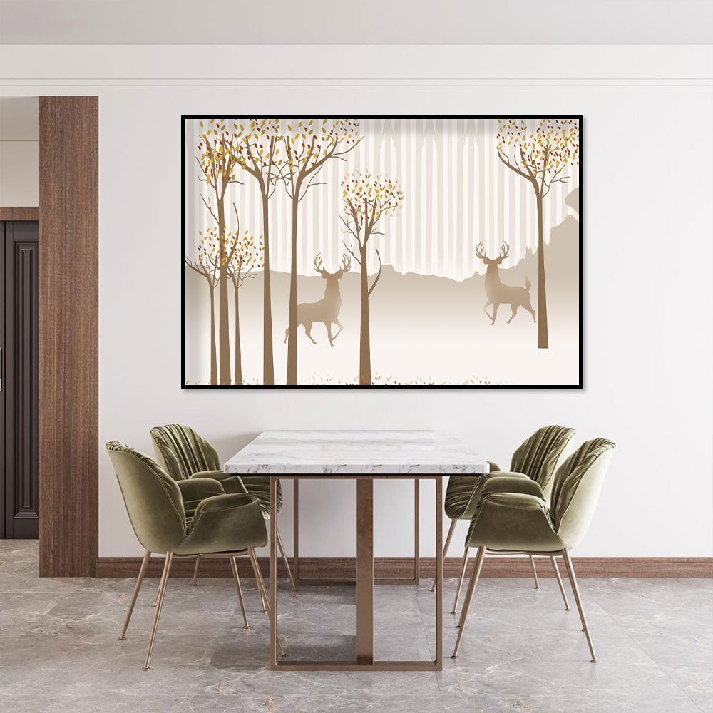 Golden Autumn Stags Canvas Wall Art