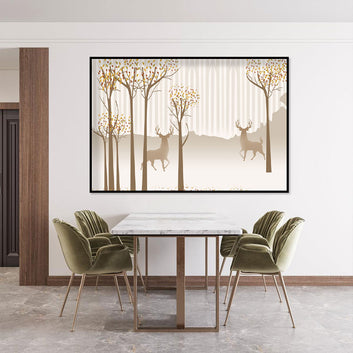 Golden Autumn Stags Canvas Wall Art