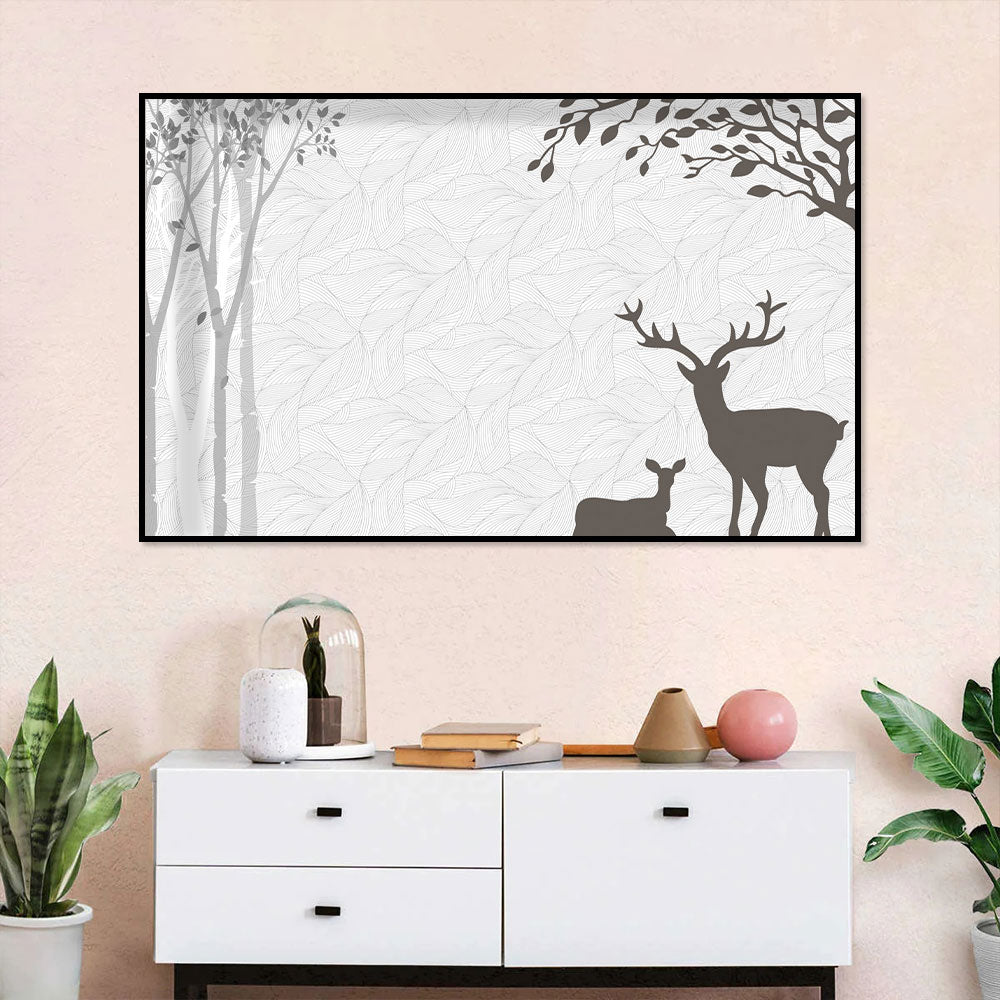 Silent Serenity Deer Canvas Wall Art