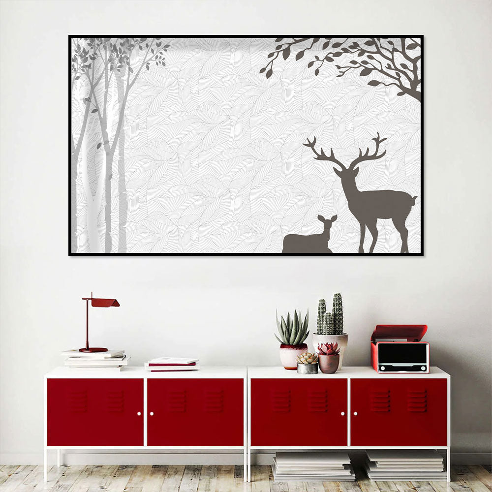 Silent Serenity Deer Canvas Wall Art