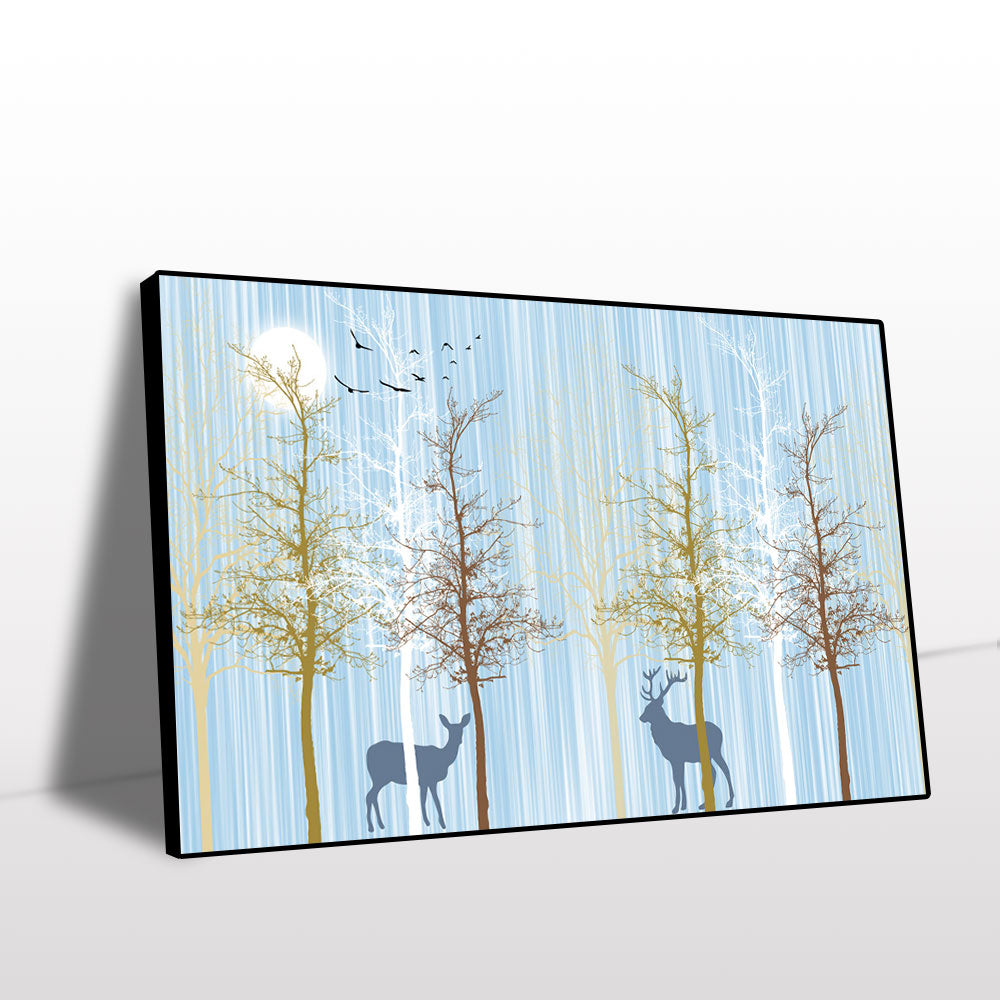 Deer in Golden Sunrise Forest Canvas Wall Art