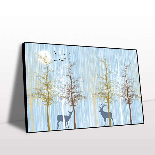 Deer in Golden Sunrise Forest Canvas Wall Art