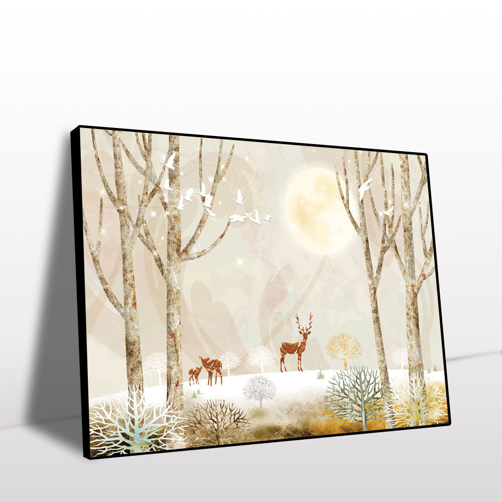 Moonlit Enchantment Deer Canvas Wall Art