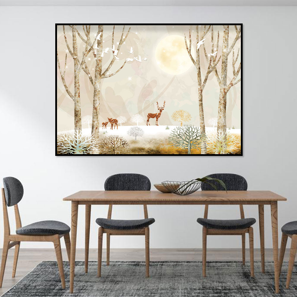 Moonlit Enchantment Deer Canvas Wall Art