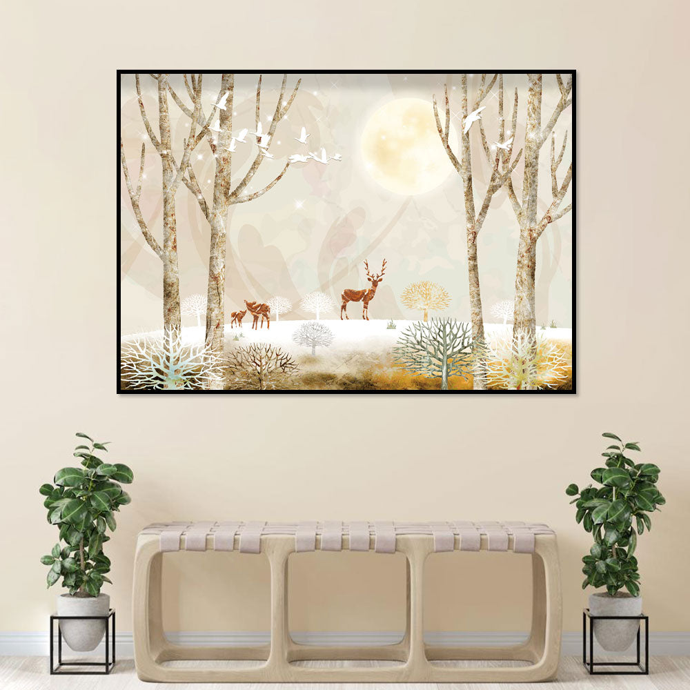 Moonlit Enchantment Deer Canvas Wall Art