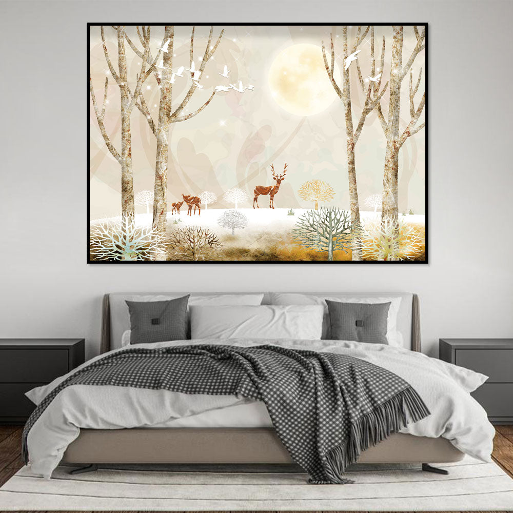 Moonlit Enchantment Deer Canvas Wall Art