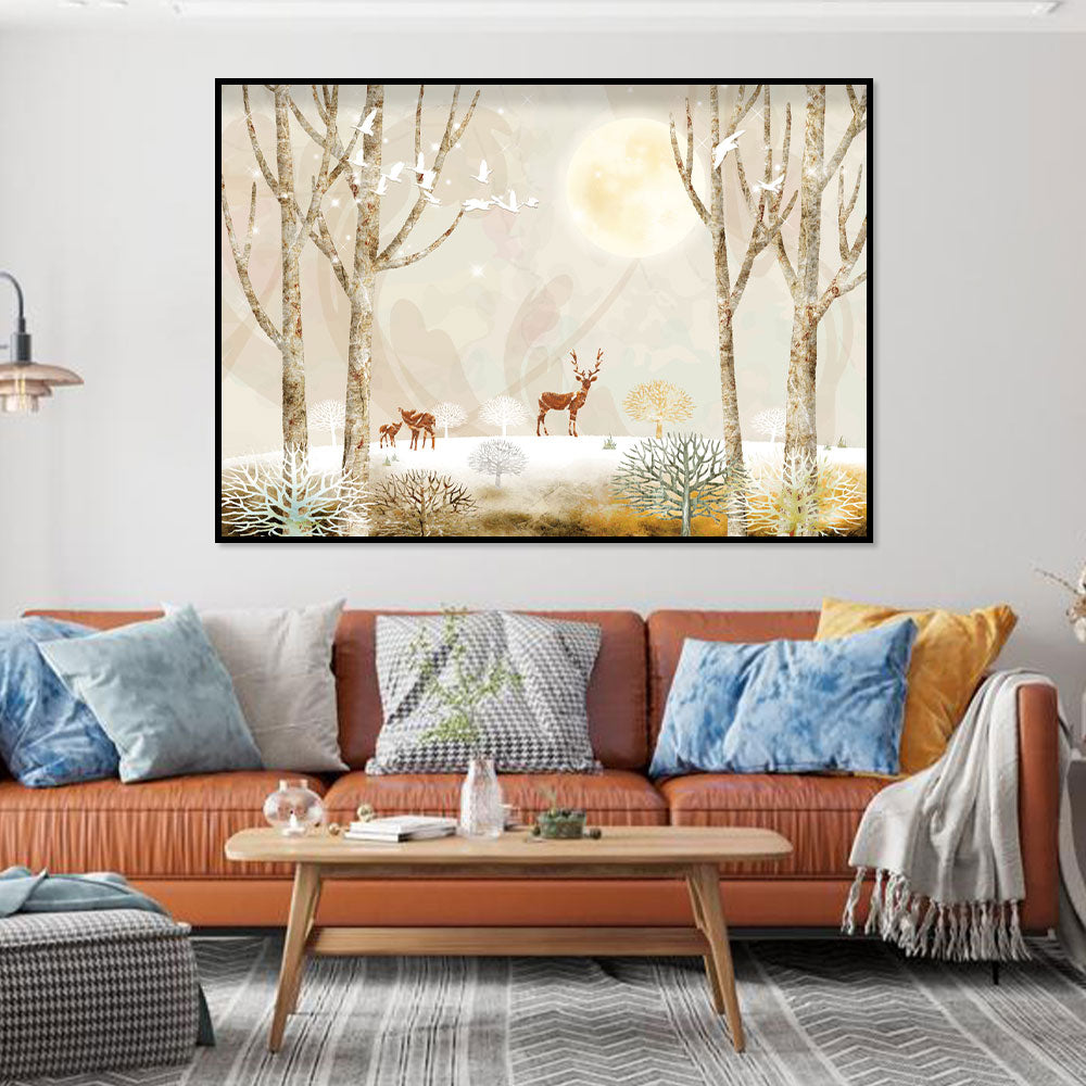 Moonlit Enchantment Deer Canvas Wall Art