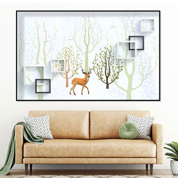 Deer in Springtime Forest Canvas Wall Art