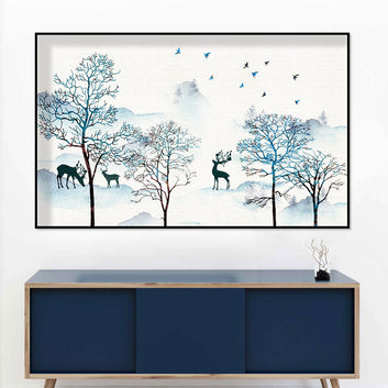 Deer in Misty Forest Canvas Wall Art