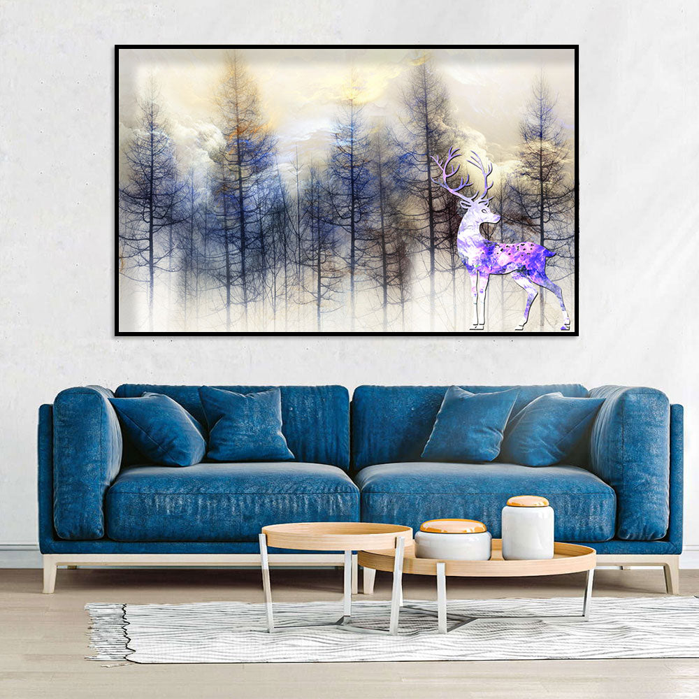 Mystical Forest Deer Canvas Wall Art