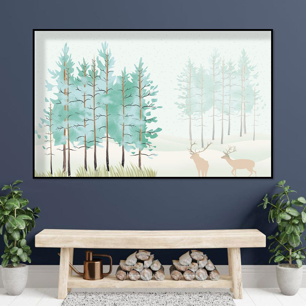 Tranquil Deer in Forest Canvas Wall Art