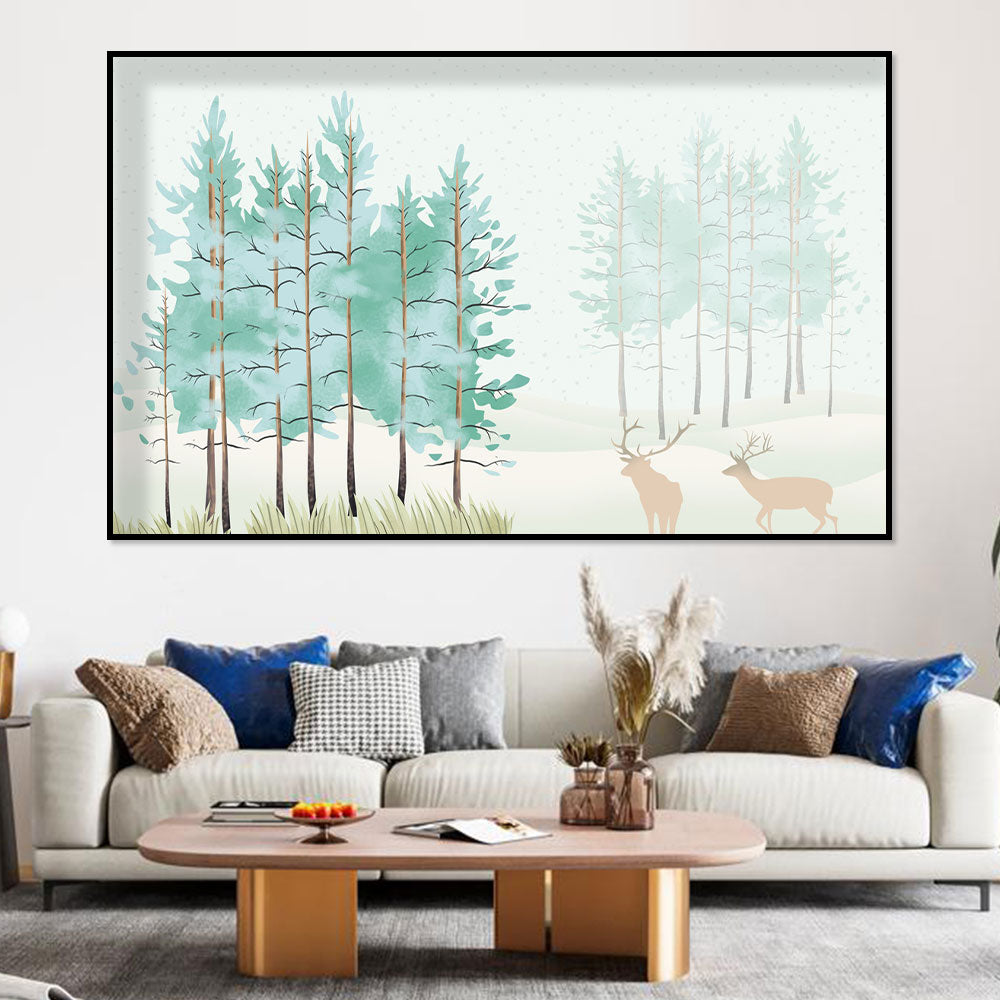 Tranquil Deer in Forest Canvas Wall Art