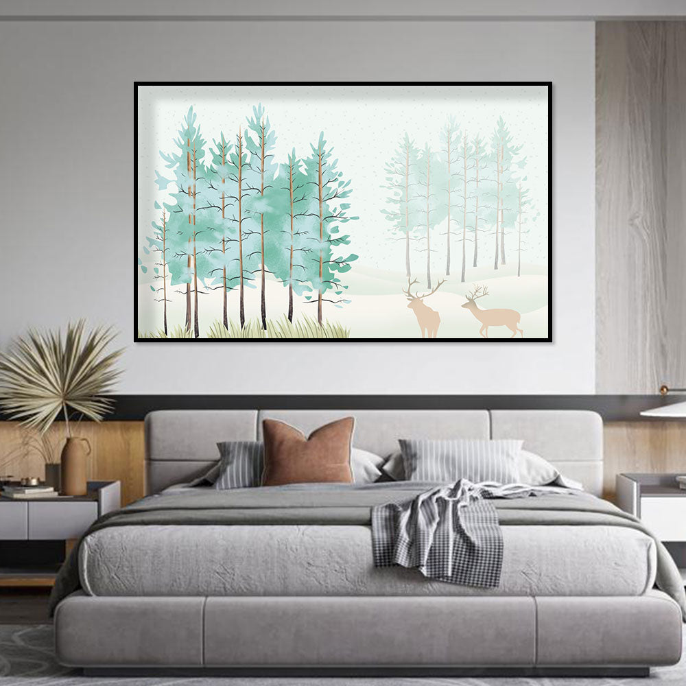 Tranquil Deer in Forest Canvas Wall Art