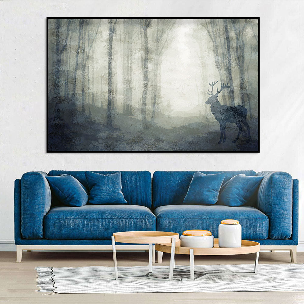 Mystical Deer in Enchanted Forest Canvas Art