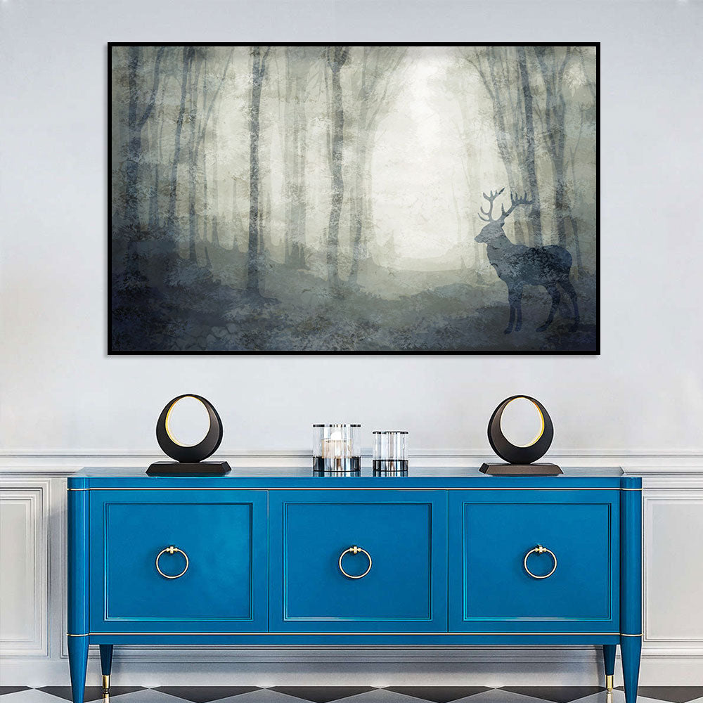 Mystical Deer in Enchanted Forest Canvas Art