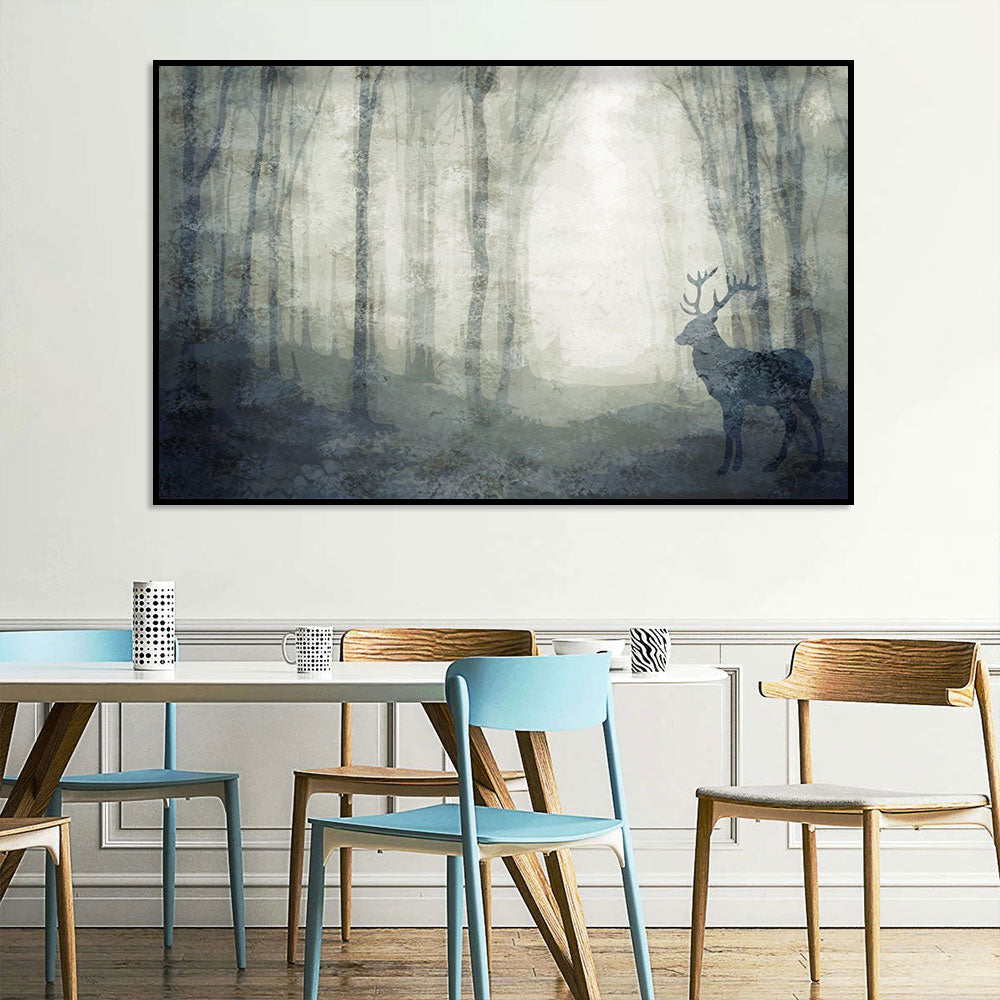 Mystical Deer in Enchanted Forest Canvas Art