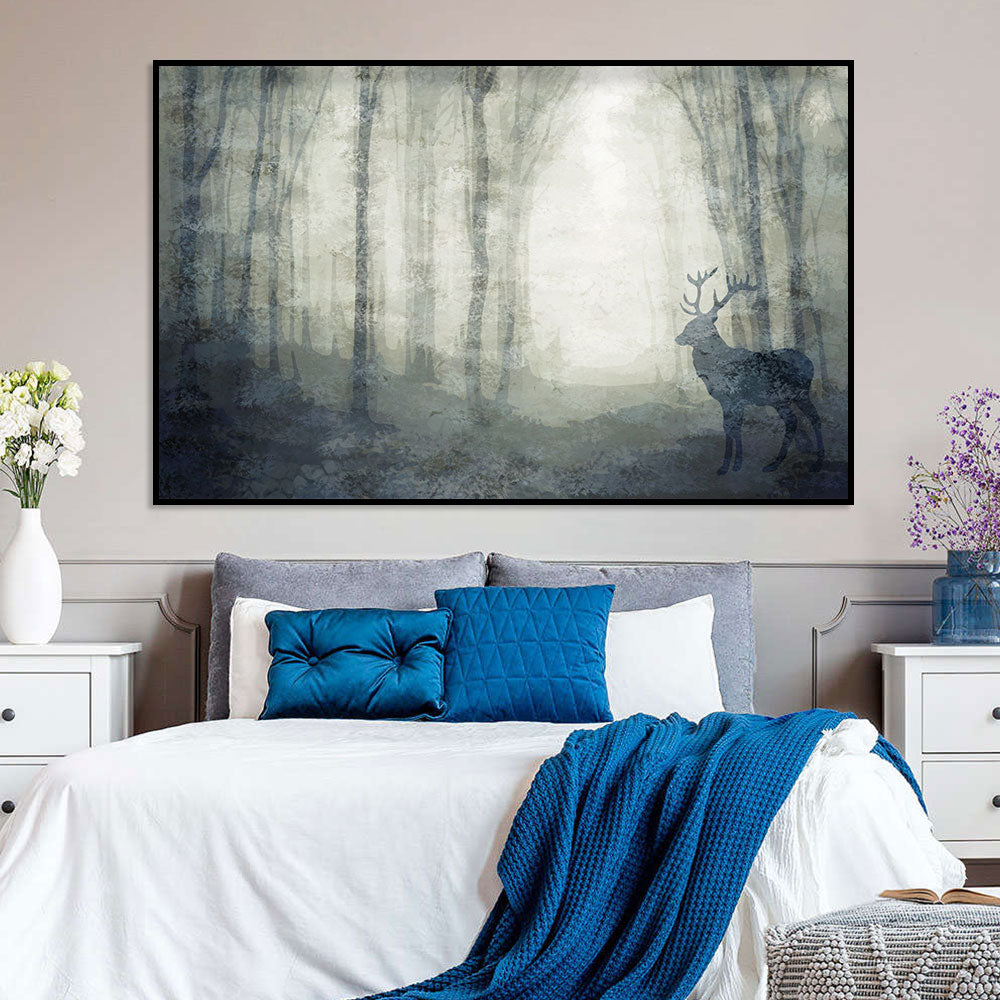 Mystical Deer in Enchanted Forest Canvas Art