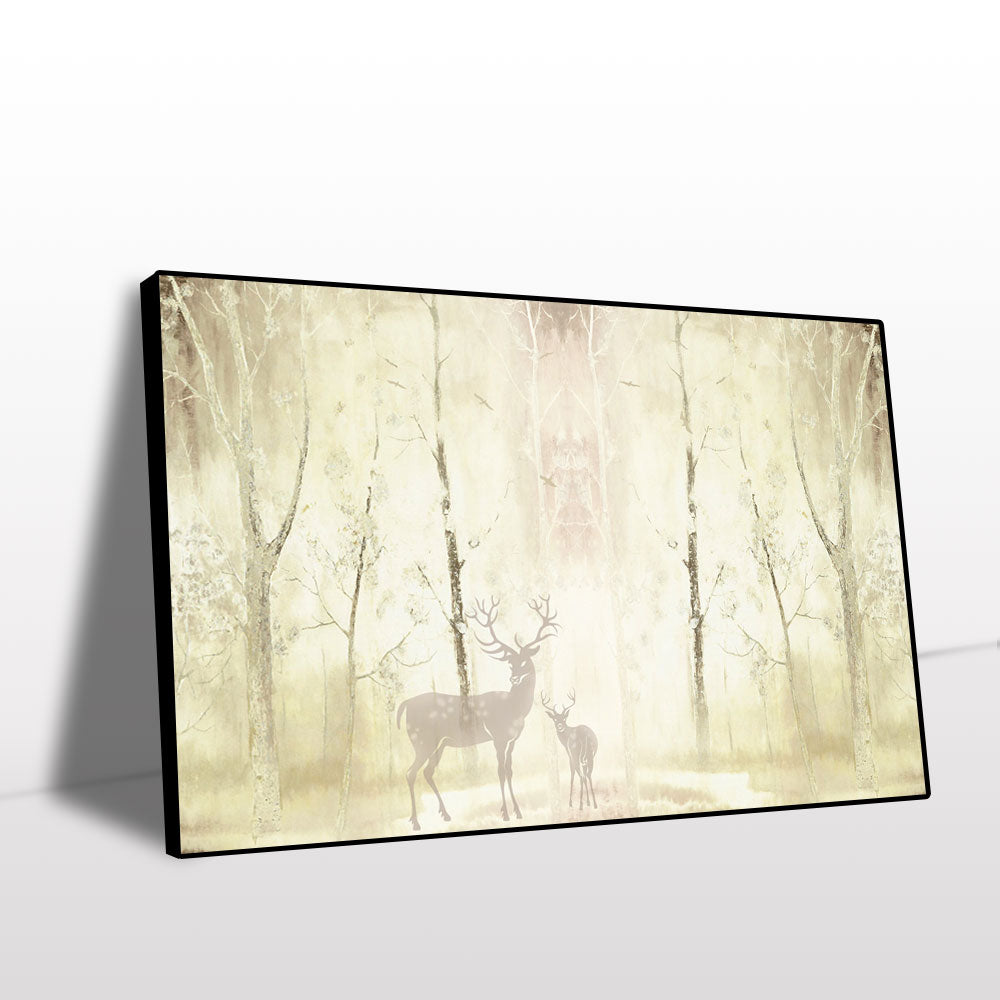 Enchanted Forest Stag and Fawn Canvas Wall Art