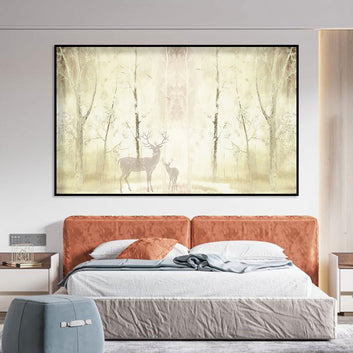 Enchanted Forest Stag and Fawn Canvas Wall Art