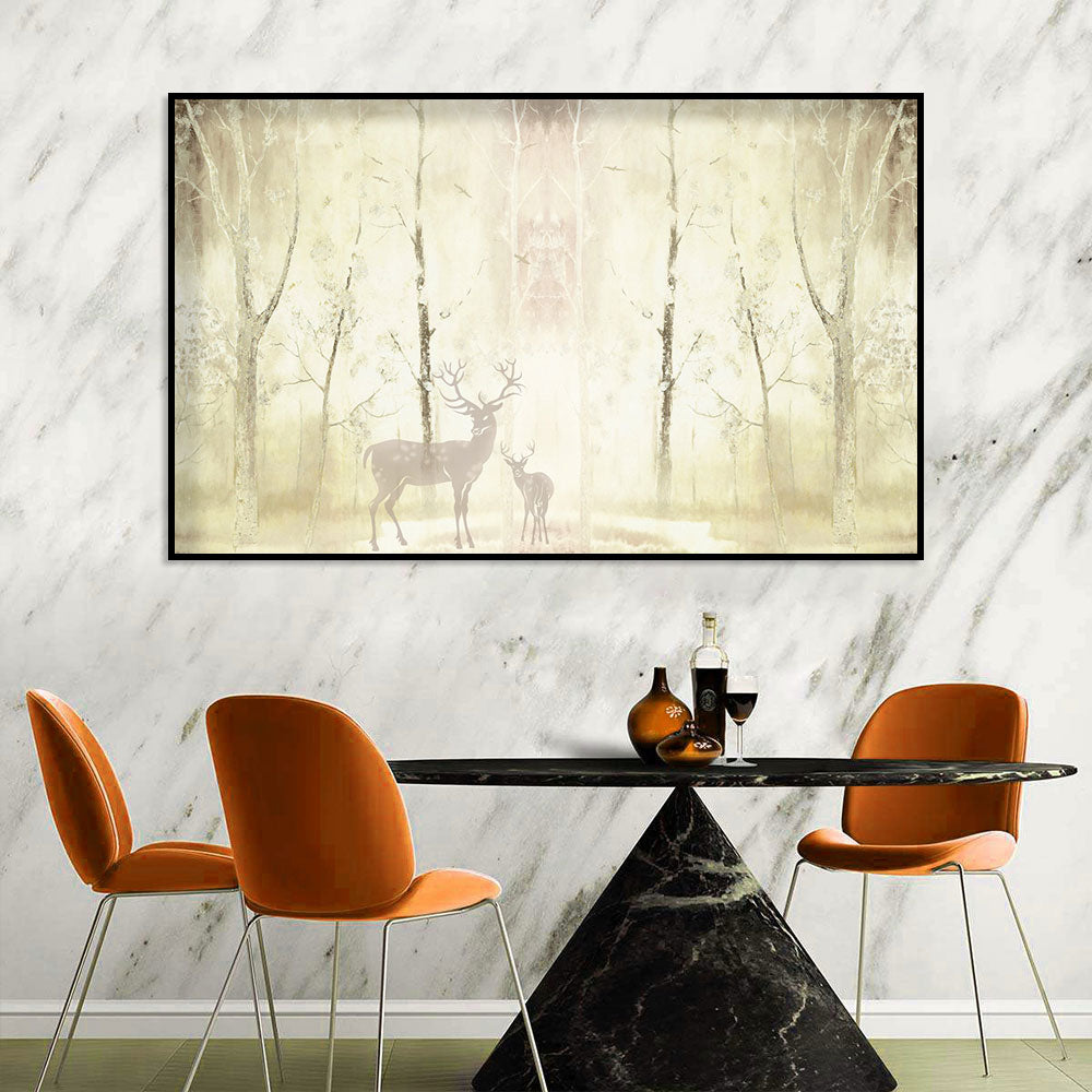 Enchanted Forest Stag and Fawn Canvas Wall Art