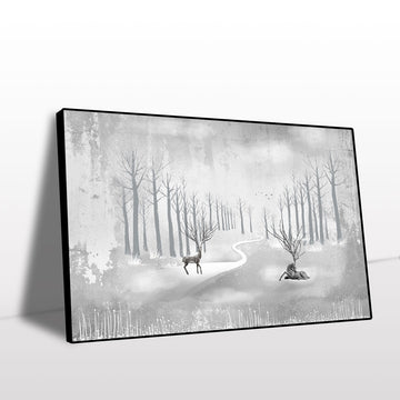 Deer in the Dreamlike Winter Path Canvas Art