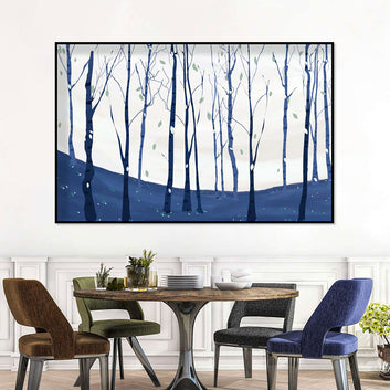 Midnight Blue Birch Forest Canvas Wall Art