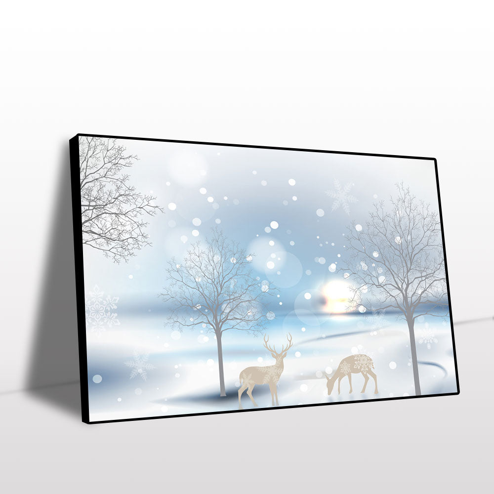 Winter Wonderland with Deer Canvas Wall Art