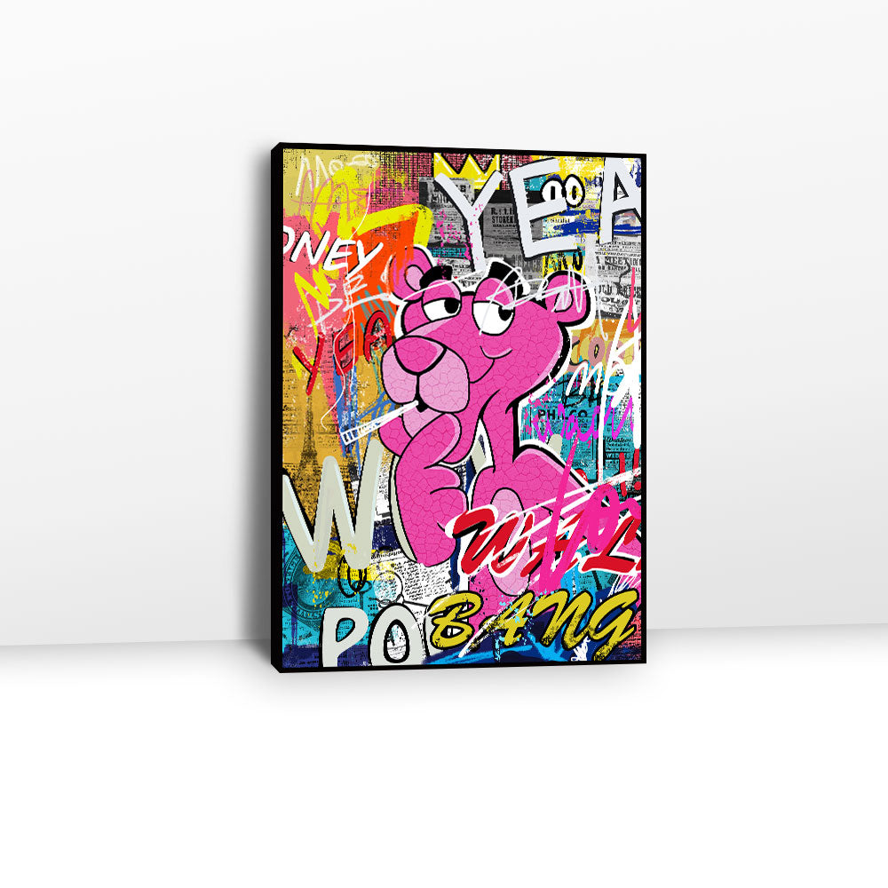 Pink Lion Graffiti Canvas Wall Art