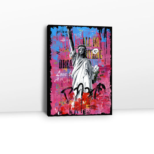 Colorful Statue of Liberty Graffiti Canvas Wall Art