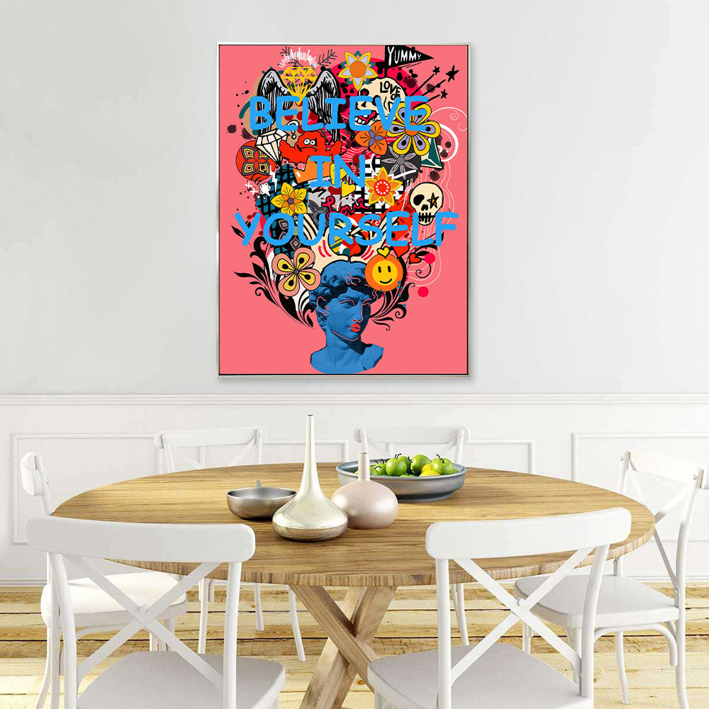Colorful Believe in Yourself Graffiti Canvas Wall Art