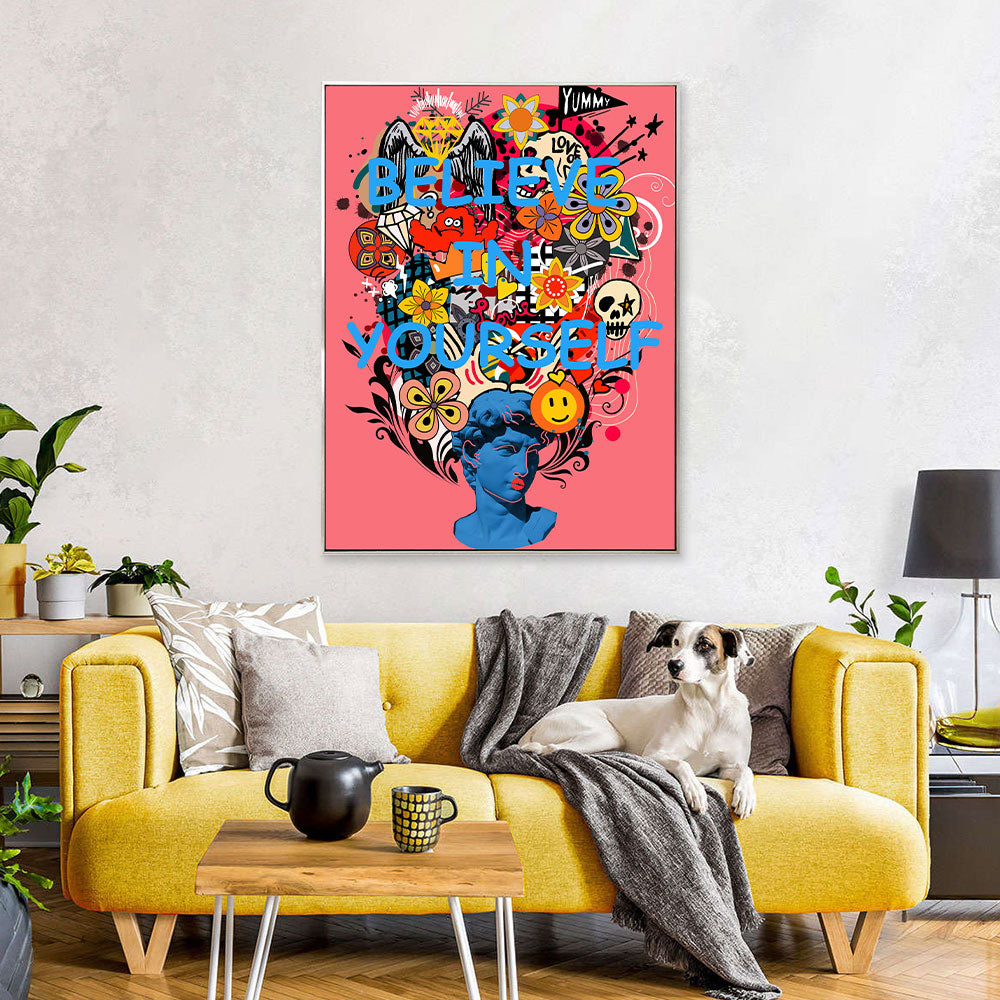 Colorful Believe in Yourself Graffiti Canvas Wall Art