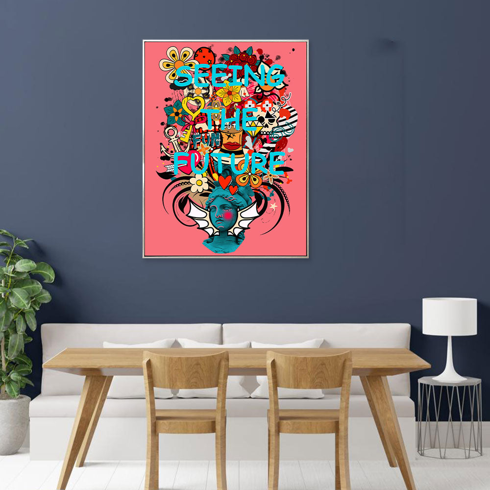 Colorful Seeing the Future Graffiti Canvas Wall Art