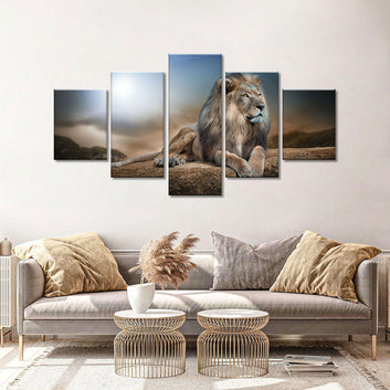 Lion King Resting on Rock Canvas Wall Art