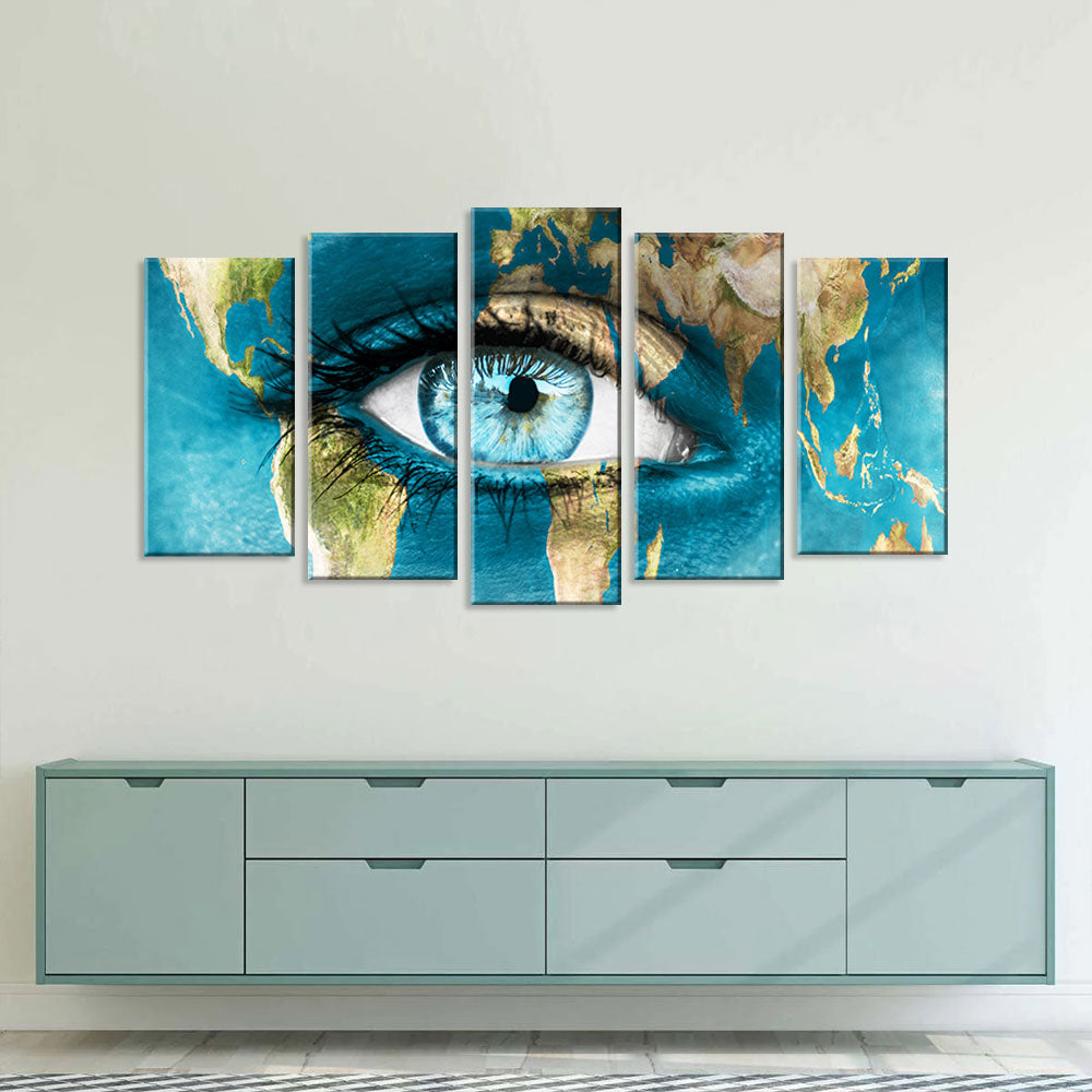 5 Piece Eye of the World Canvas Wall Art