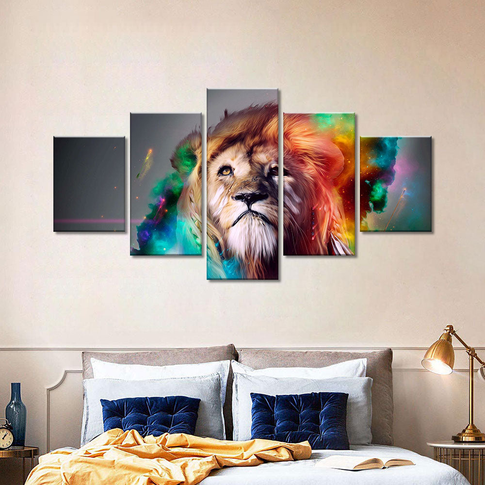 5 piece Colorful lion canvas wall art