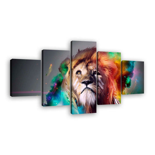 5 Piece Colorful Lion Canvas Wall Art