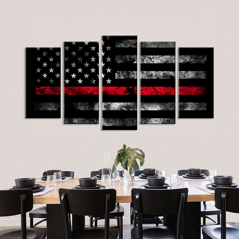 5 Piece Retro American Flag Canvas Wall Art