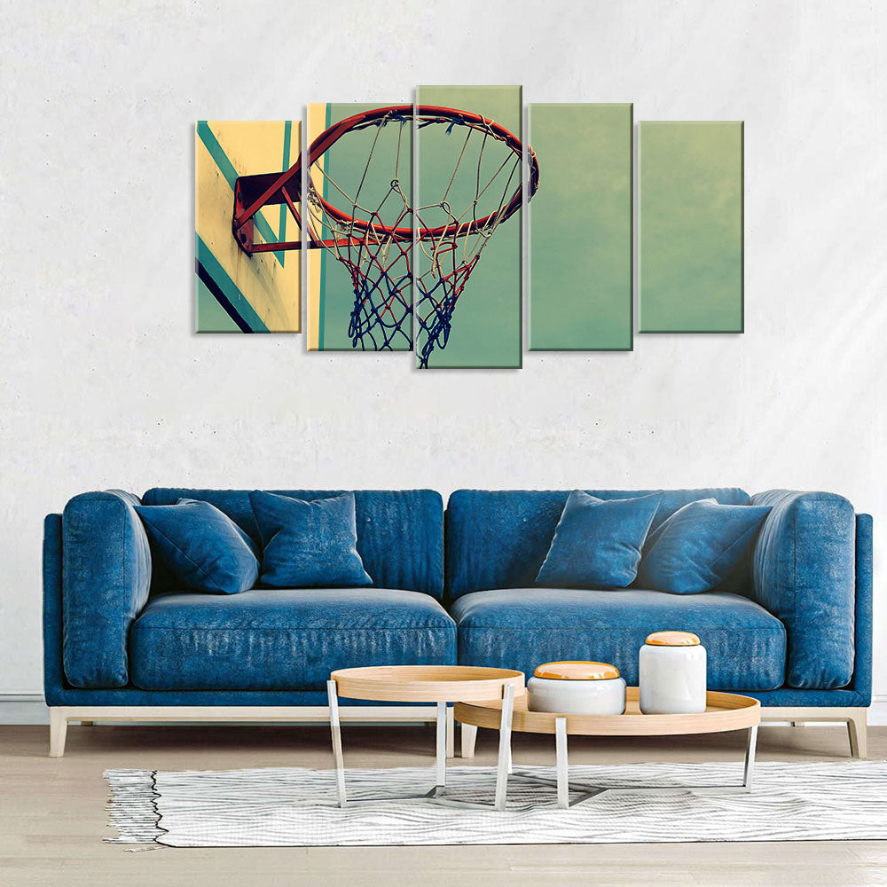 5 Piece Vintage Basketball Hoop Canvas Wall Art