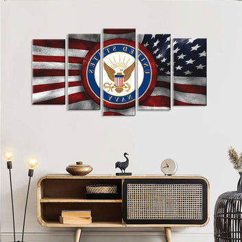 5 Piece Flag of the United States Navy Canvas Wall Art