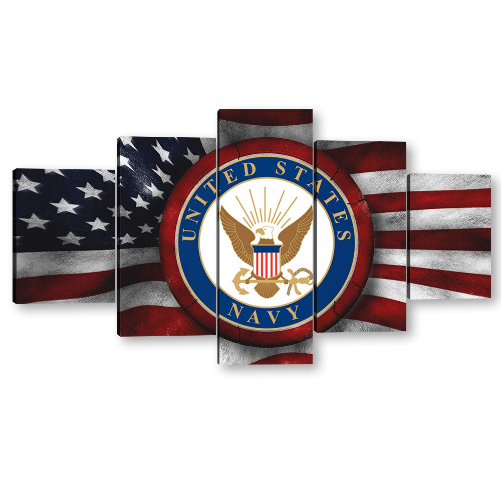 5 Piece Flag of the United States Navy Canvas Wall Art