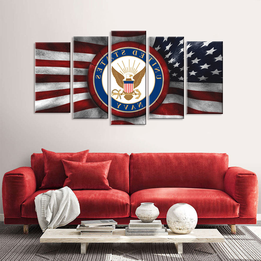 5 Piece Flag of the United States Navy Canvas Wall Art